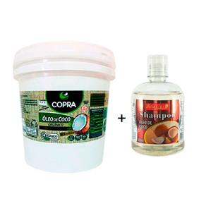 Kit Balde Oleo de Coco Organico Extra Virgem 3,2l + Shampoo Coco Vegano