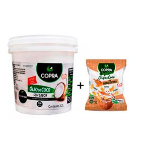 Kit Balde Oleo de Coco Sem Sabor 3,2l + Chips de Coco Vegano