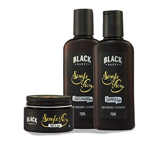 Kit Balm + Shampoo + Condicionador para Barba Black Barts® Single Ron