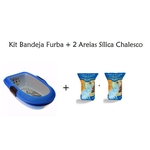 Kit Bandeja Furba Azul + 2 Areias Sílica Chalesco