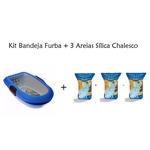 Kit Bandeja Furba Azul + 3 Areias Sílica Chalesco