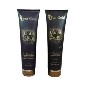 Kit Banho de Ouro Revolution Sun Gold Profissional Shampoo e Máscara 300G