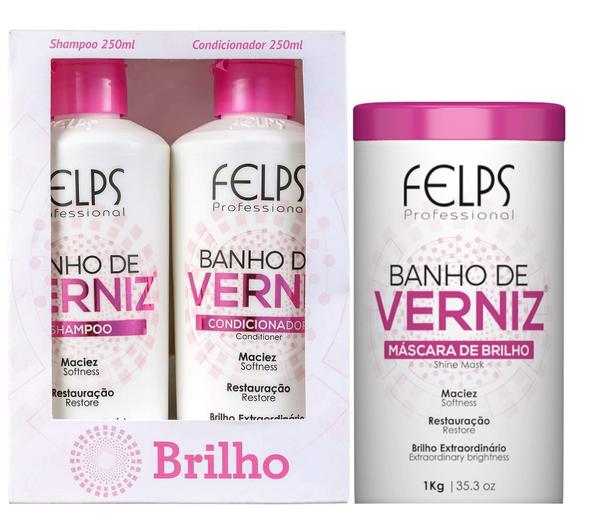 Kit Banho de Verniz Brilho e Máscara Grande Felps Professional