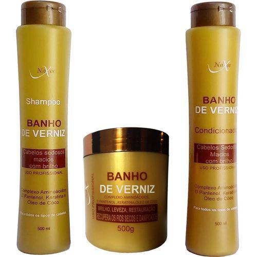 Kit Banho de Verniz: Máscara, Shampoo e Condicionador Naxos