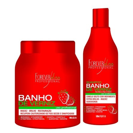 Kit Banho de Verniz Morango Forever Liss Shampoo 500ml e Máscara 1kg