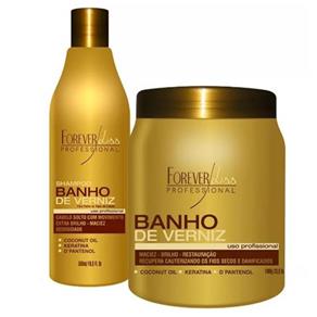 Kit Banho de Verniz Shampoo 500ml e Máscara 1kg Forever Liss