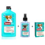Kit Banho para Cães Filhotes: Shampoo + Sabonete em Barra + Colônia Filhotes Sanol Dog