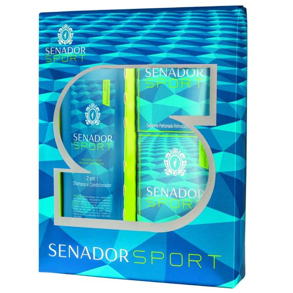Kit Banho Senador Sport Shampoo 2 em 1 200ml + Sabonetes Refescante 130g