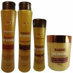 Kit Banho Verniz Shampoo, Condicionador, Leave-in, Mascara
