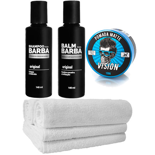 Kit Barba Balm Toalhas Shampoo Pomada Usebarba