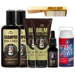 Kit Barba de Macho 2 Shampoo 2 Balm Óleo Tônico Aumenta a Barba + Pente Para Bigode