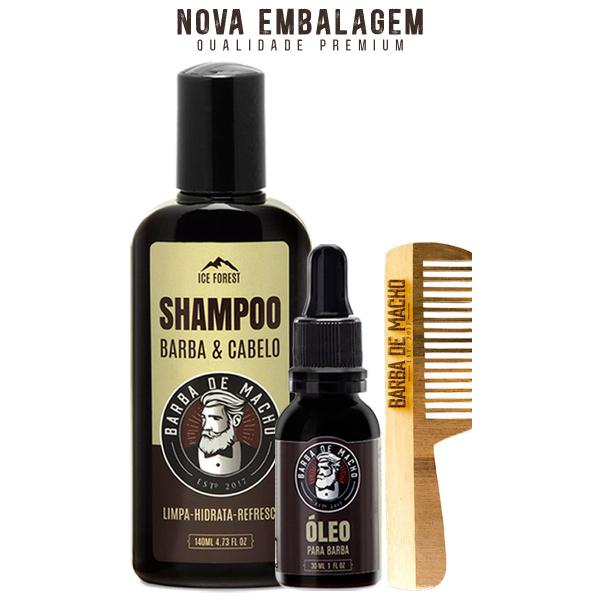 Kit Barba de Macho Shampoo Óleo + Pente para Bigode