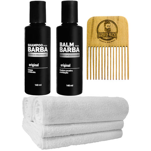 Kit Barba Grande Shampoo Balm Pente Garfo Toalhas Usebarba