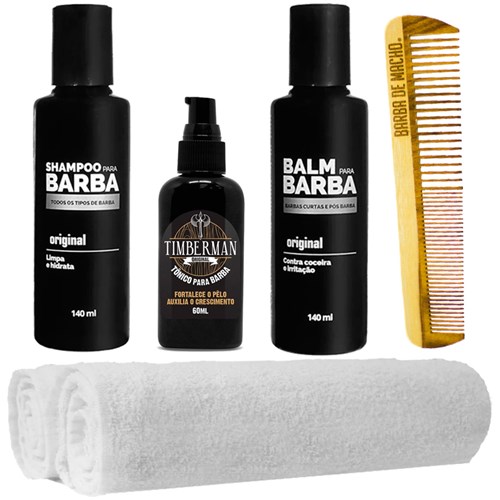 Kit Barba Grande Shampoo 2 Toalhas Tônico Balm Usebarba
