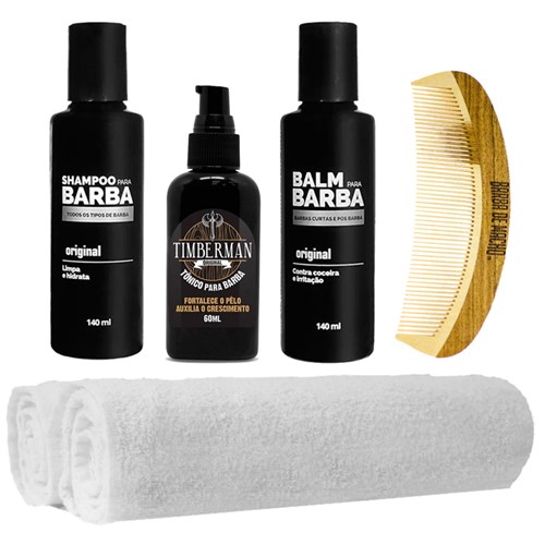 Kit Barba Longa Balm 2 Toalhas Shampoo Tônico Usebarba