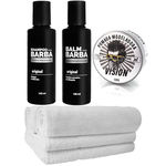 Kit Barbeiro Shampoo Balm Pomada Toalhas Usebarba