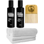 Kit Completo Balm Pente Garfo Toalhas Shampoo Usebarba