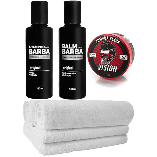 Kit Básico Shampoo Balm Pomada Toalhas Usebarba