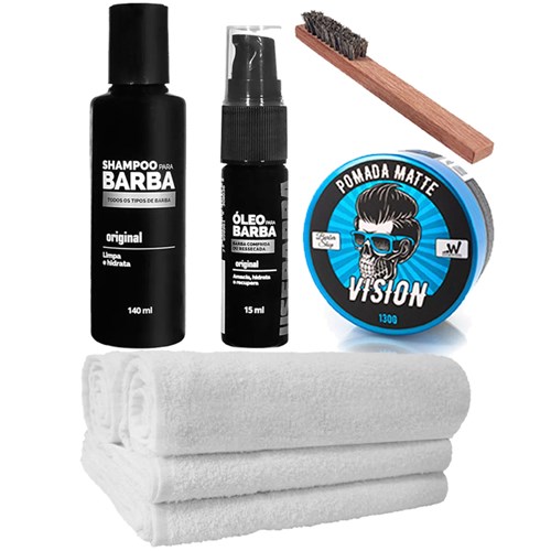 Kit para Barba Pomada Shampoo Óleo Toalhas Usebarba