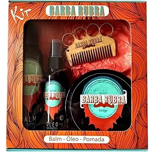 Kit Barba Rubra Barba Cabelo e Bigode Balm Óleo Pomada - 2222