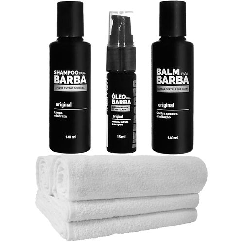 Kit Barbearia Toalhas Shampoo Balm Óleo Usebarba