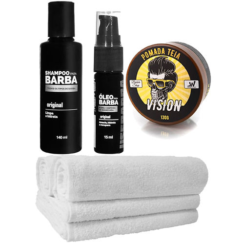 Kit para Barba Óleo Pomada Toalhas Shampoo Usebarba