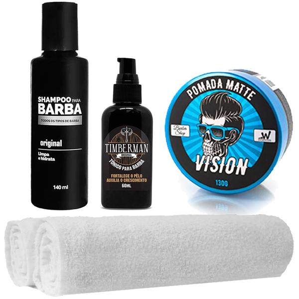 Kit Barbeiro Pomada Toalhas Shampoo Tônico Usebarba - Use Barba