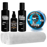 Kit Barbeiro Shampoo 2 Toalhas Balm Tônico Usebarba