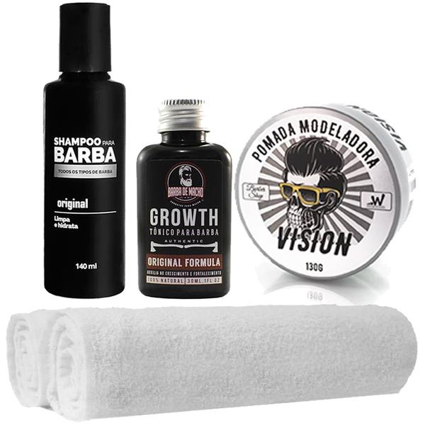 Kit Barbeiro Shampoo Tônico Pomada Toalhas Usebarba - Use Barba