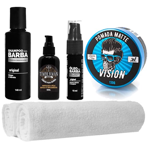 Kit para Barbearia 2 Toalhas Tônico Óleo Shampoo Usebarba