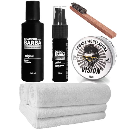 Kit para Barba Óleo Toalhas Shampoo Pomada Usebarba