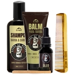 Kit Basico P/ Barba - Shampoo Balm Oleo E Pente +