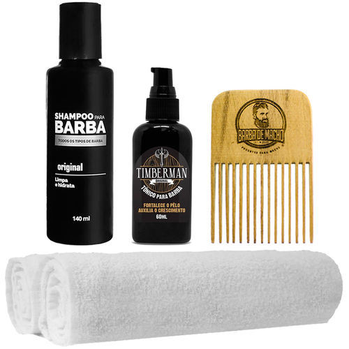 Kit Básico Pente Garfo Shampoo Tônico Toalhas Usebarba