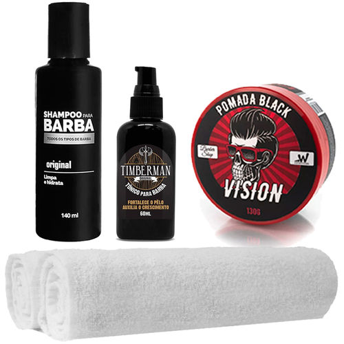 Kit Básico Pomada Tônico Toalhas Shampoo Usebarba