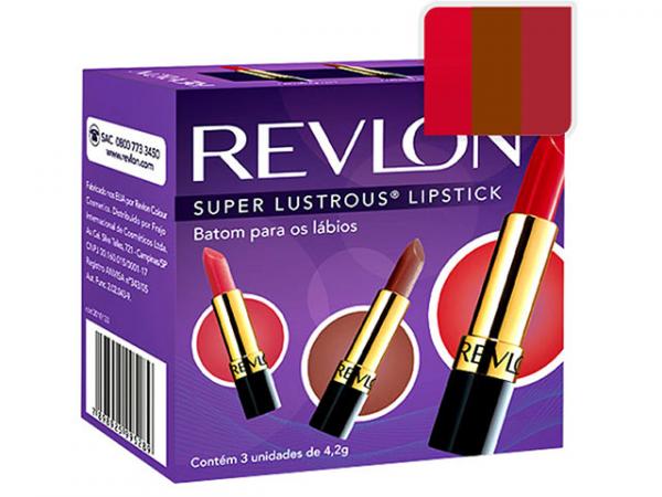 Kit Batons Super Lustrous Lipstick Revlon 3 Cores - Wine With Everything, Certainly Red e Coffee Bean