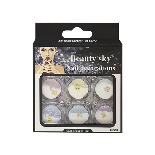 Kit Beauty Sky Pó de Sereia Brilho Unha 6 Potinhos 4190-4