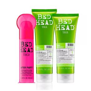 Kit Bed Head Re-Energize Shampoo de Brilho + Condicionador + Leave-In de Brilho After Party Smooth