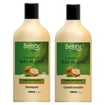 Kit beltrat shampoo condicionador profissional óleo coco d-pantenol para cabelos desidratados 500ml