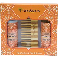 Kit Bi Set Orgânica Pêssego e Flor de Lótus Hidratante + Sabonete Líquido + Pente de Bambu