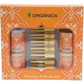 Kit Banho Orgânica Pêssego e Flor de Lótus Hidratante + Sabonete Líquido + Sabonete em Barra + Esponja