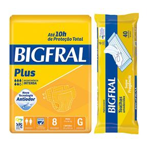 Kit Bigfral Fralta Geriátrica Plus Grande 8 Unidades + Toalha Umedecida Adulto 40 Unidades
