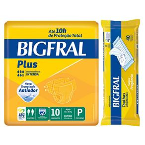 Kit Bigfral Fralta Geriátrica Plus Pequena 10 Unidades + Toalha Umedecida Adulto 40 Unidades