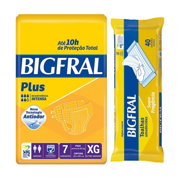 Kit Bigfral Fralta Geriátrica Plus Xg 7 Unid + Toalha Umedecida Adulto 40 Unid