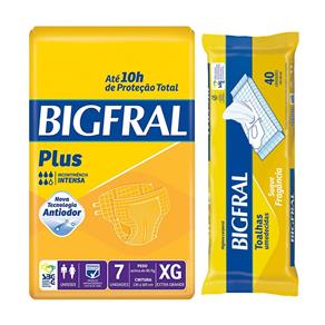 Kit Bigfral Fralta Geriátrica Plus XG 7 Unidades + Toalha Umedecida Adulto 40 Unidades
