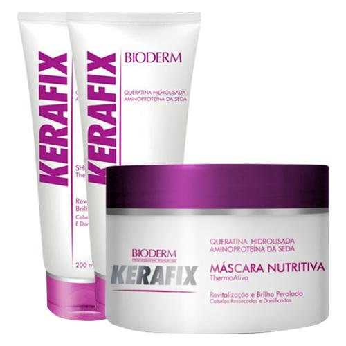 Kit Bioderm Kerafix 2 Shampoo 200ml + 1 Máscara Nutritiva 300g - BIODERM