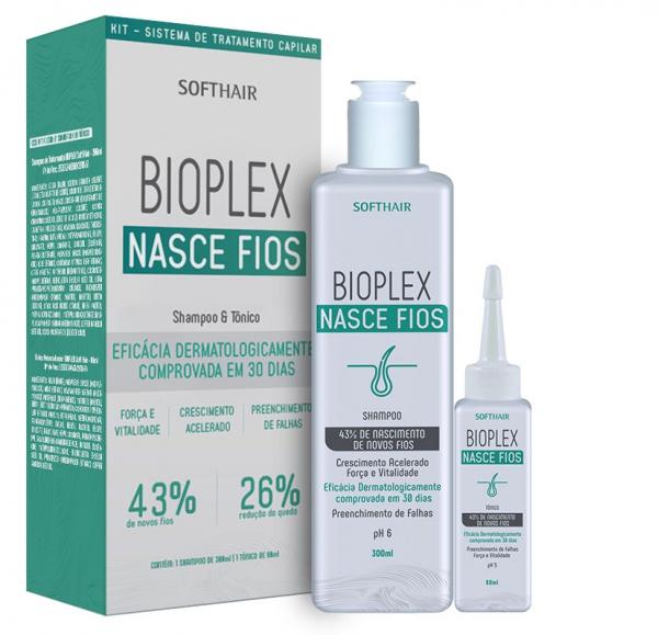 Kit Bioplex Nasce Fios Shampoo 300ml + Tônico 60ml Soft Hair