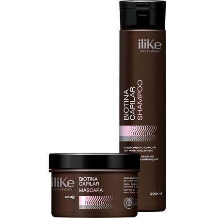 Kit Biotina Capilar Ilike Shampoo 500ml + Mascara 250g