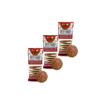 Kit 3 Biscoito de Arroz C/ Chocolate ao Leite Fit Food 70g