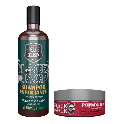 Kit Black Jack Felps Men Shampoo Esfoliante 240ml+Pomada Efeito Teia 120g