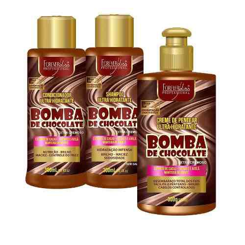 Kit Bomba de Chocolate Creme de Pentear + Shampoo + Condicionador - Forever Liss